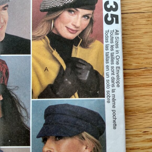 Vintage Hat Sewing Pattern Beret Newsboy Fisherman Driving Caps McCall's 3835 UC - Picture 4 of 11